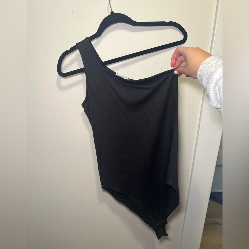 Black One-Shoulder Women's Bodysuit